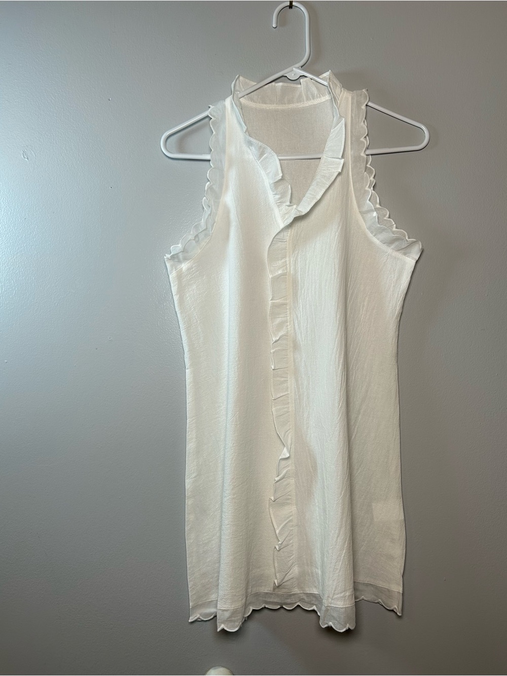 100% Cotton White Sleeveless Gauzy Midi Dress SZ S Preppy Old Money Coastal